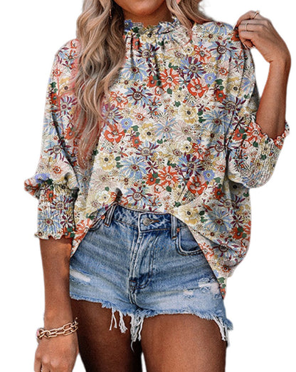 Floral Smocked Dolman Sleeve Blouse