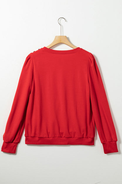 Button Shoulder Long Sleeve Top