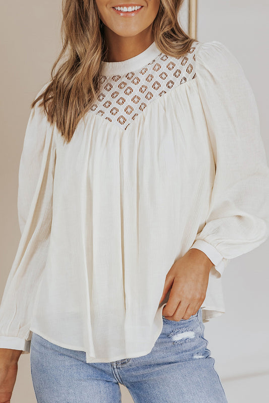 Lace Patchwork Long Sleeve Blouse