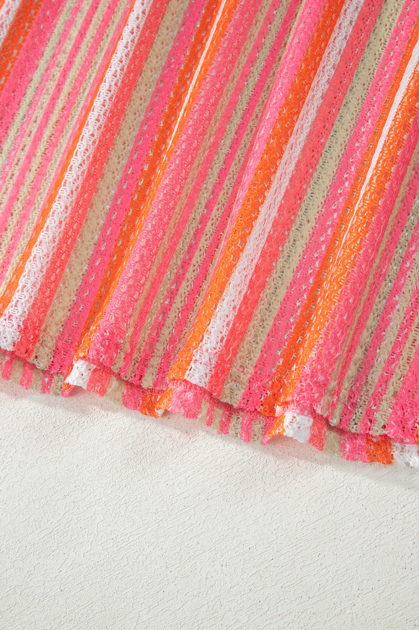 Stripe Textured Knit Ruffle Tie Back Maxi Dress