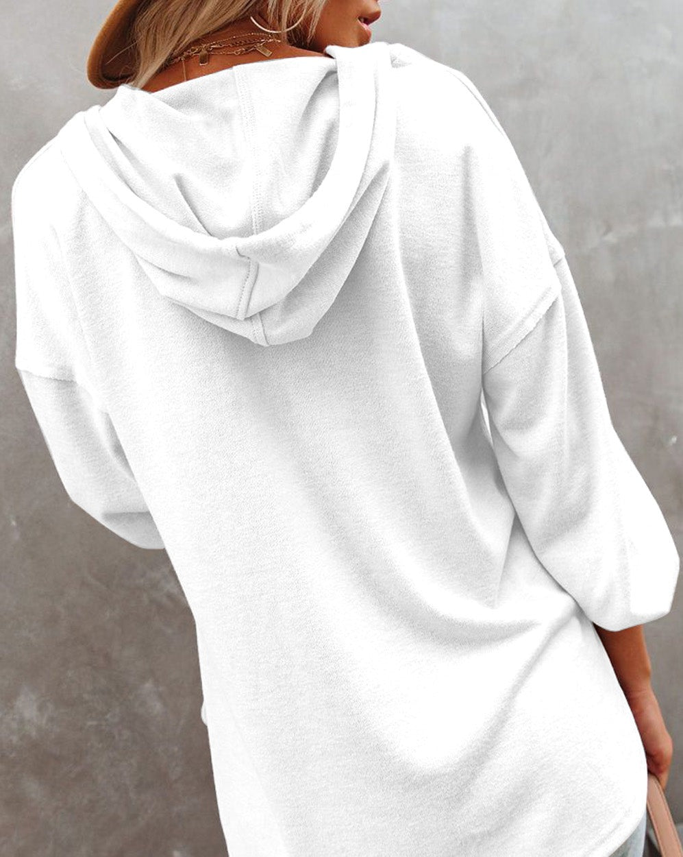 Half Buttoned High Low Hoodie