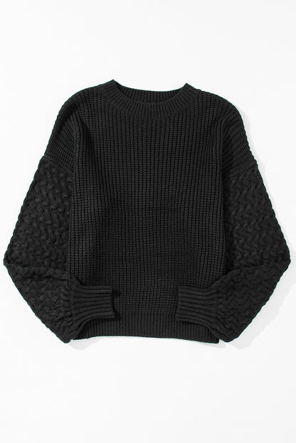 Cable Knit Drop Shoulder Sweater