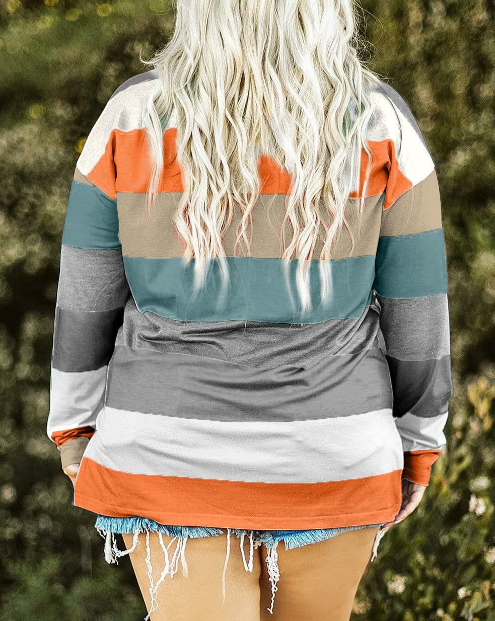 Stripe Colorblock Pullover Top Plus Size