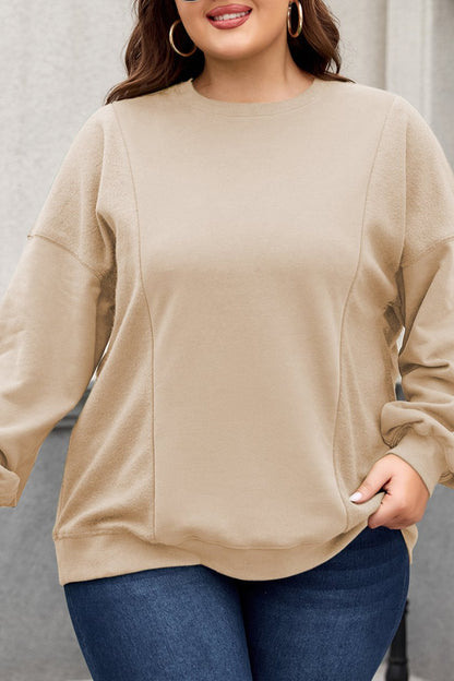 Patchwork Crewneck Sweatshirt Plus Size