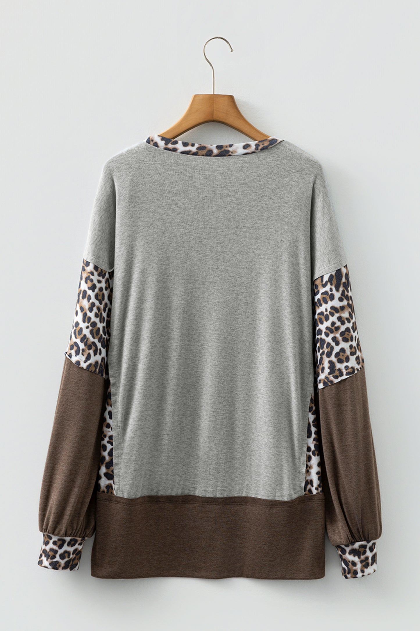 Leopard Patchwork Dolman Sleeve Sweatshirt