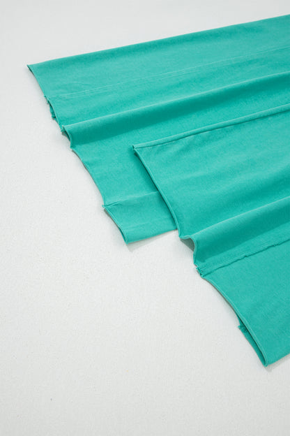 Solid Drawstring Elastic Waist Raw Hem Pants