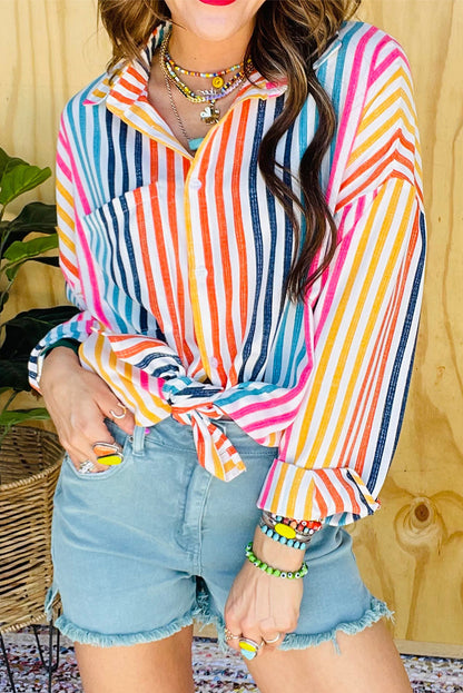 Stripe Drop Shoulder Buttoned Shirt