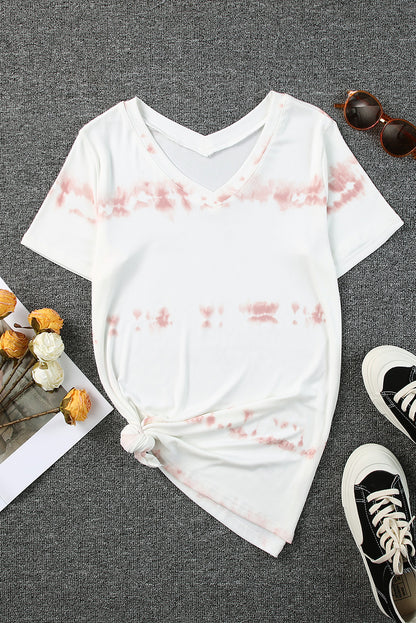 Stripe Tie Dye V-Neck Tee