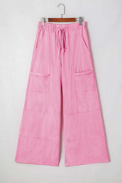 Mineral Wash Reverse Seam Drawstring Elastic Waist Pants