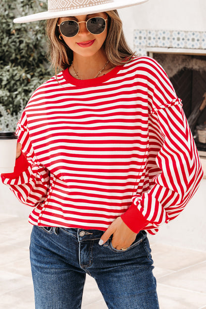 Stripe Reverse Seam Drop Shoulder Top