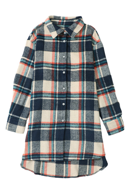 Plaid Buttoned Long Shacket w/Pockets