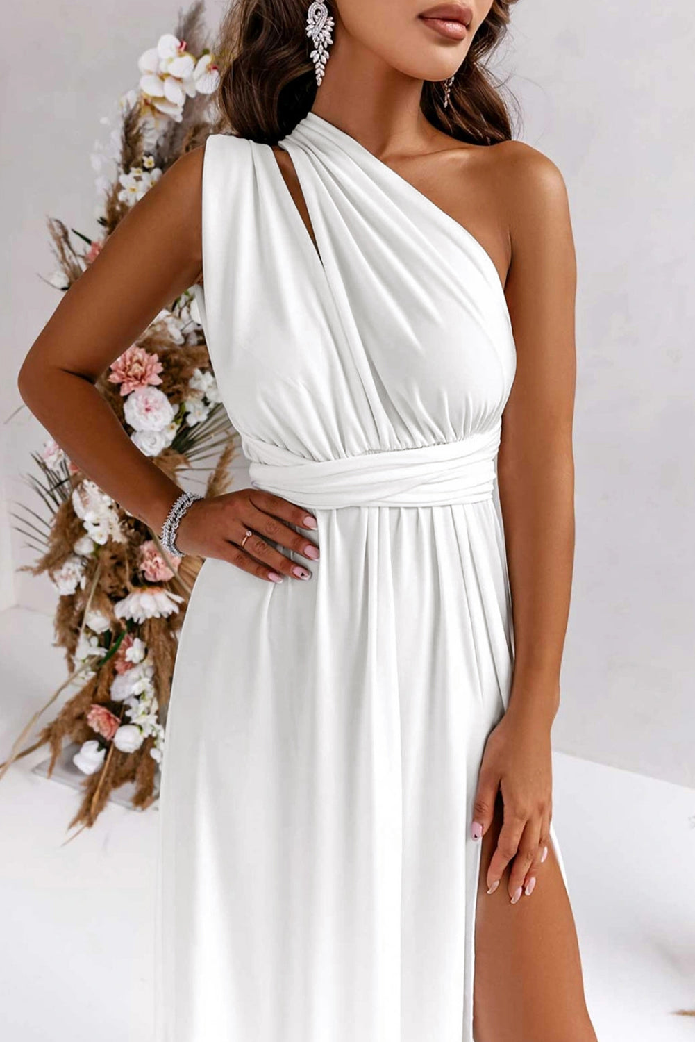 Ruched Convertible Maxi Dress w/Slit