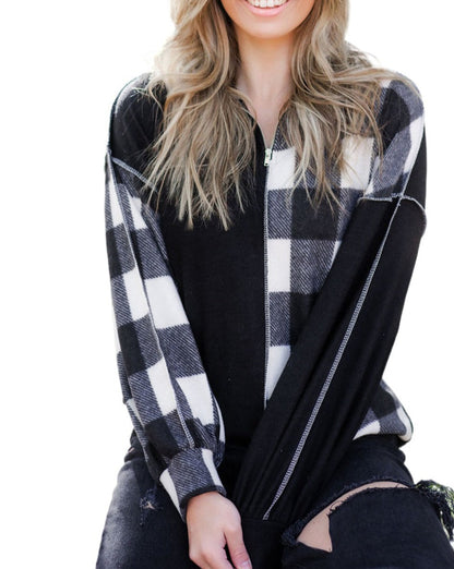 Checker Patchwork Collared Top