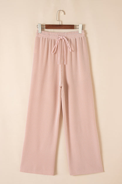 Solid Corded T-Shirt and Pants Set