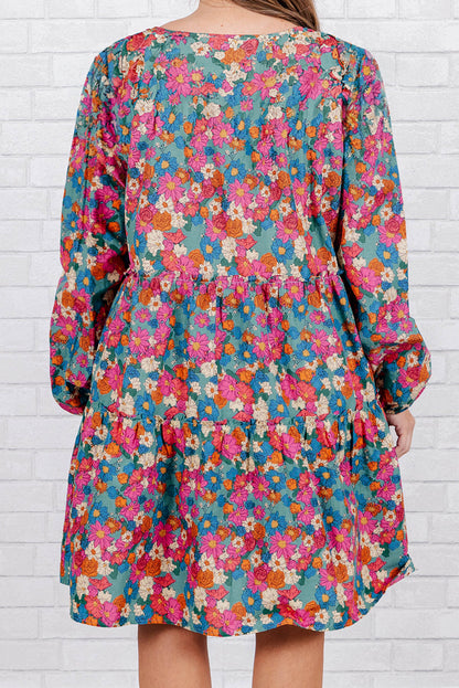 Plus Size Floral Ruffle Mini Dress