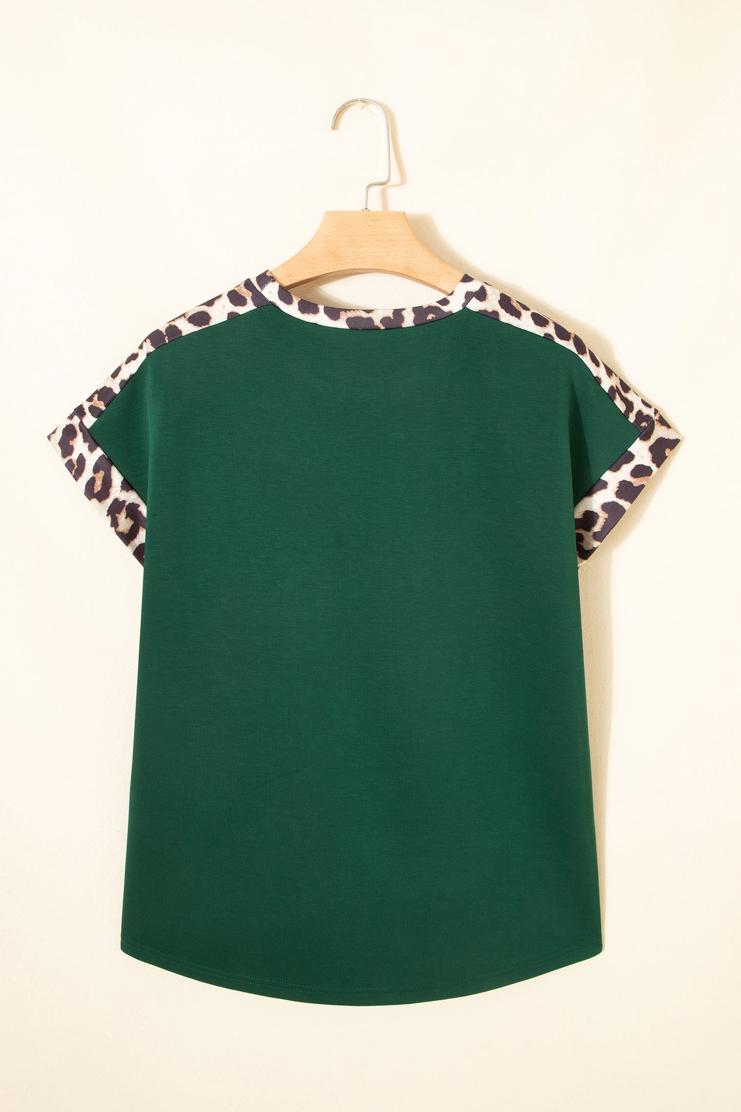 Leopard Colorblock Round Neck Short Sleeve T-Shirt