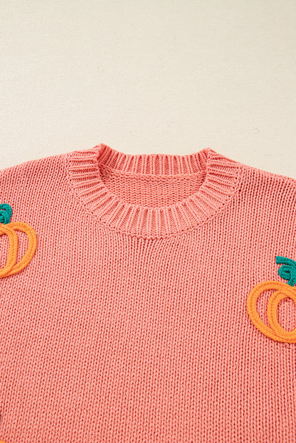 Pumpkin Embroidered Thanksgiving Holiday Sweater