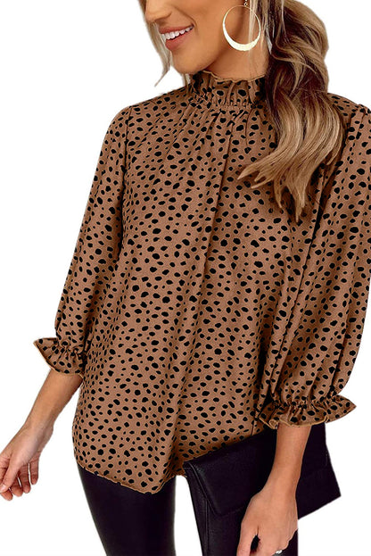 Leopard Frilled 3/4 Sleeve Blouse