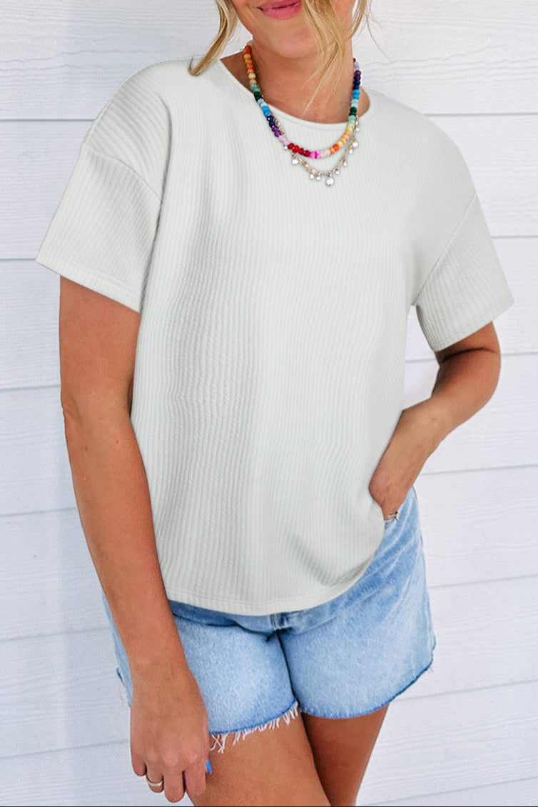 Solid Textured Short Sleeve T-Shirt