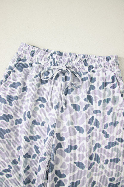 Camo Corded Knit Tee & Drawstring Pants Set