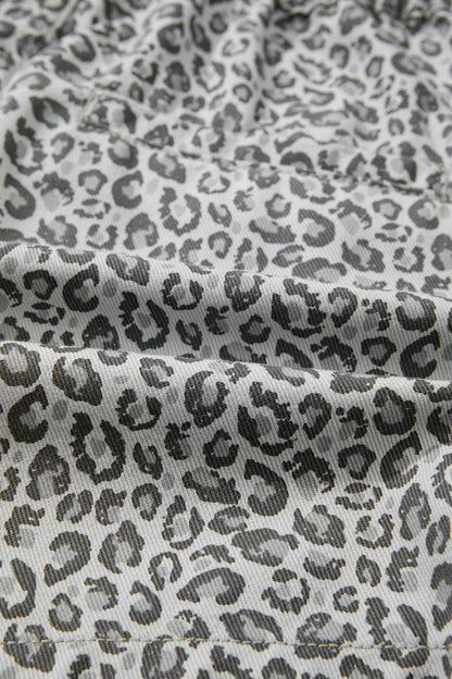 Leopard Denim Wrap Front Shorts