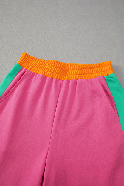 Colorblock Sweatshirt & Loose Pants Set