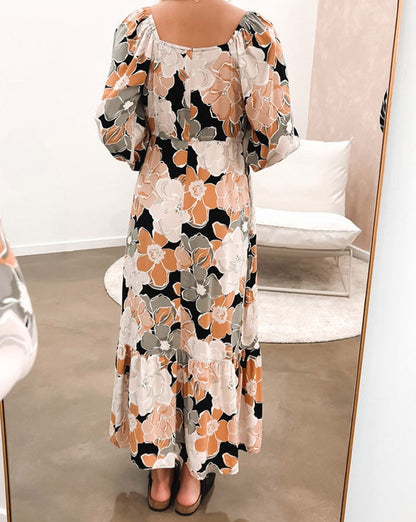 Floral Puff Sleeve Maxi Dress