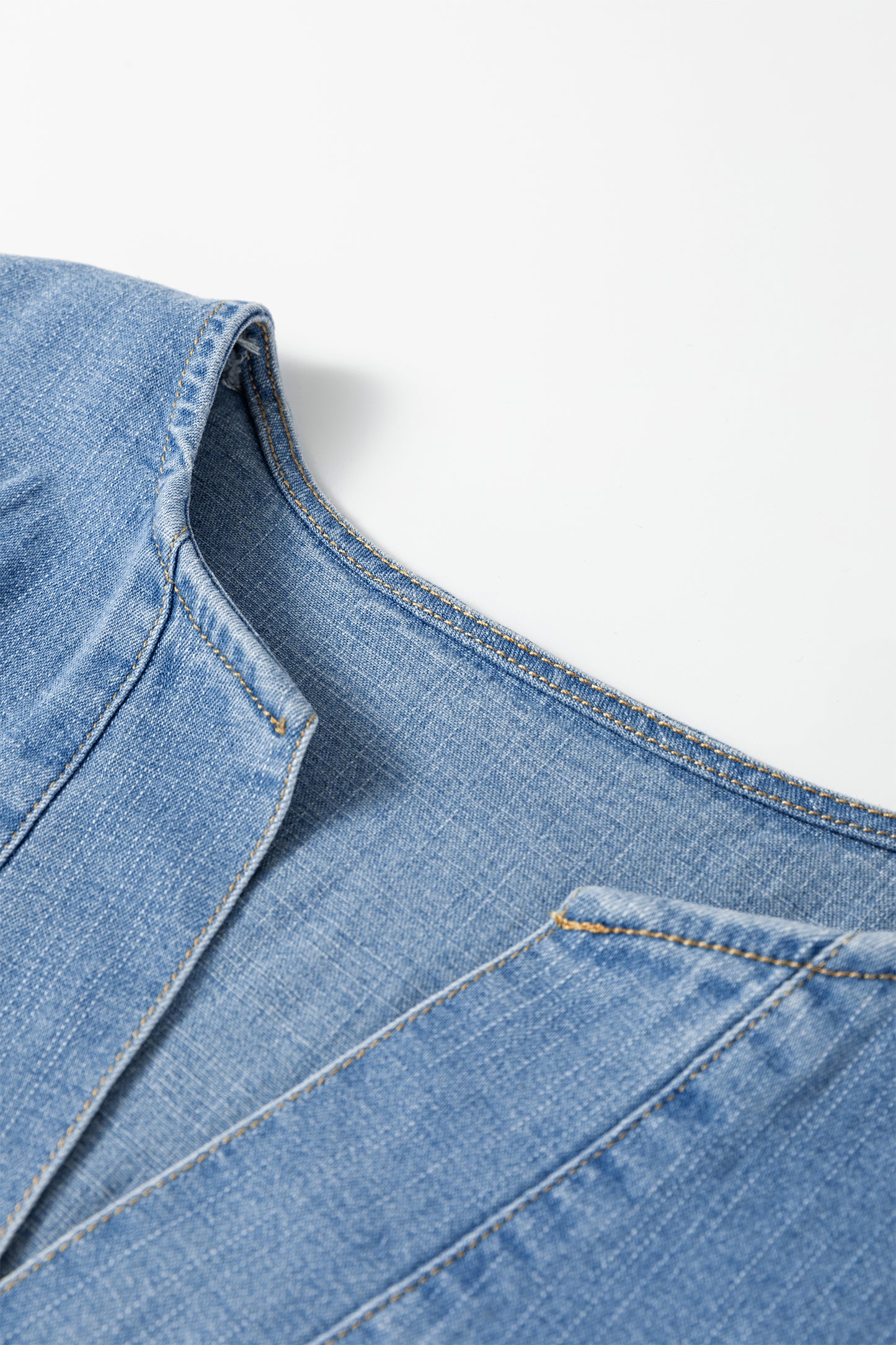 Denim Elastic Waist Short Sleeve Mini Dress