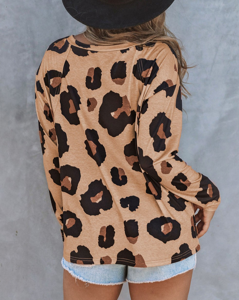 Leopard Raglan Long Sleeve Top