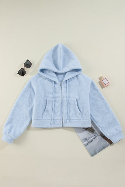 Sherpa Cropped Zip Up Hoodie