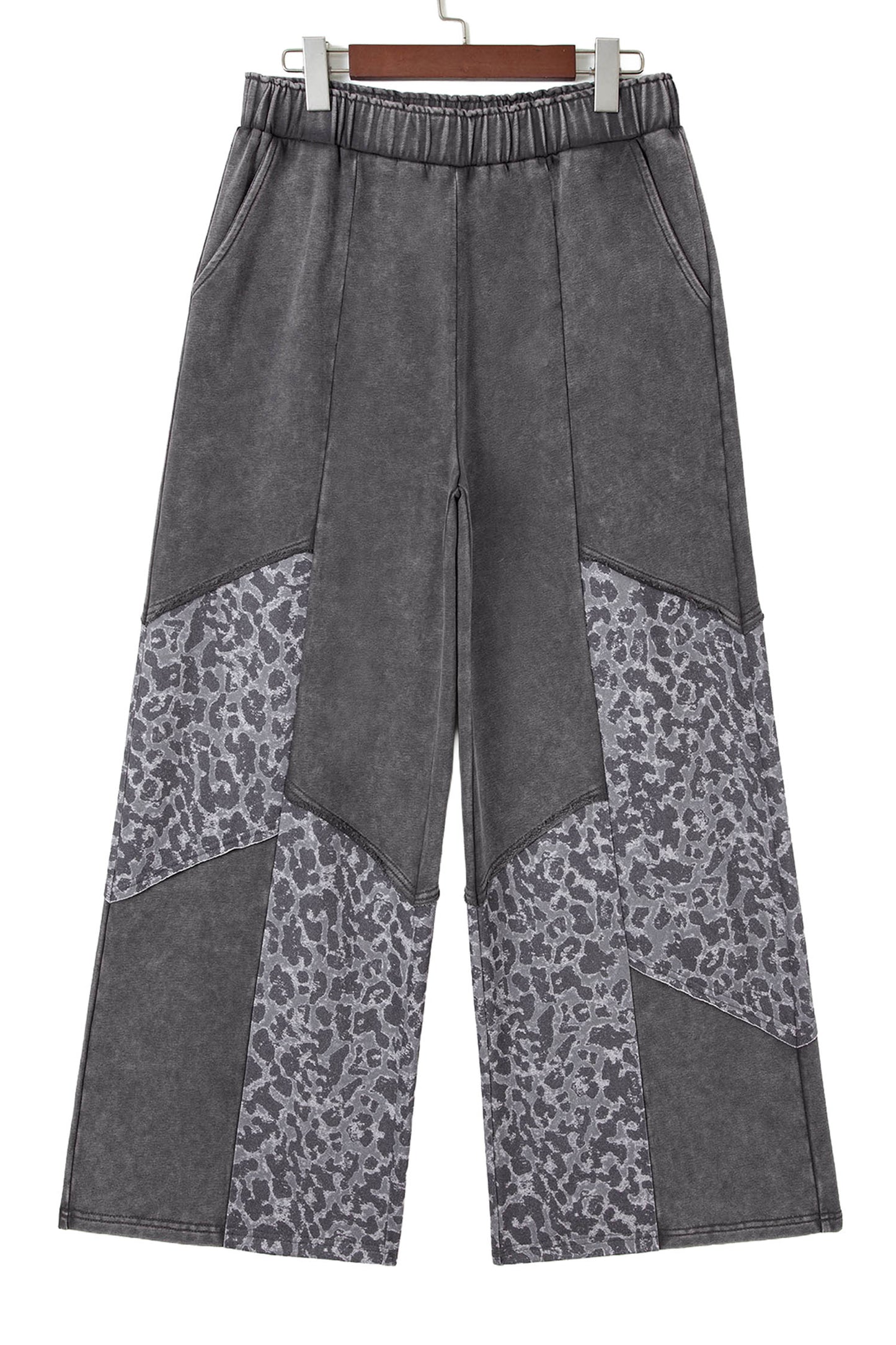 Leopard Patchwork Mineral Wash High Waist Pants