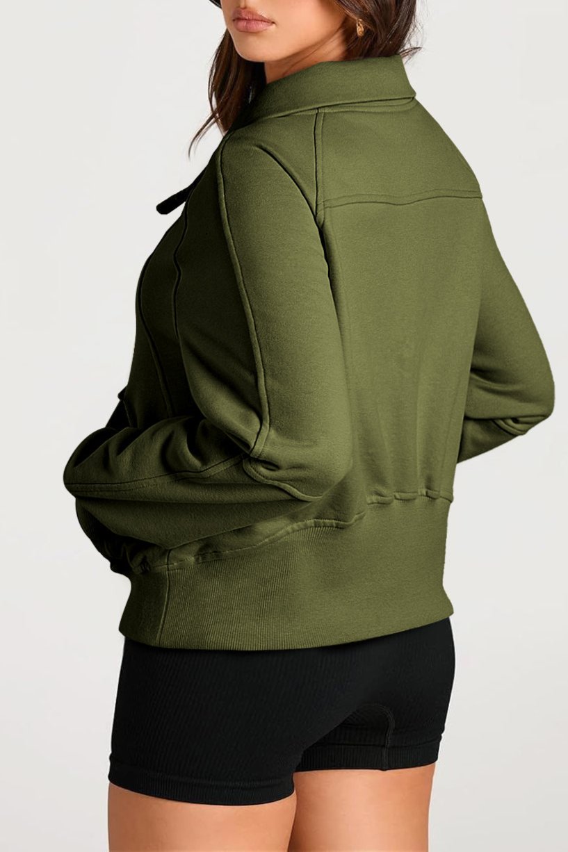 Quarter Zip Kangaroo Pocket Sweatshirt