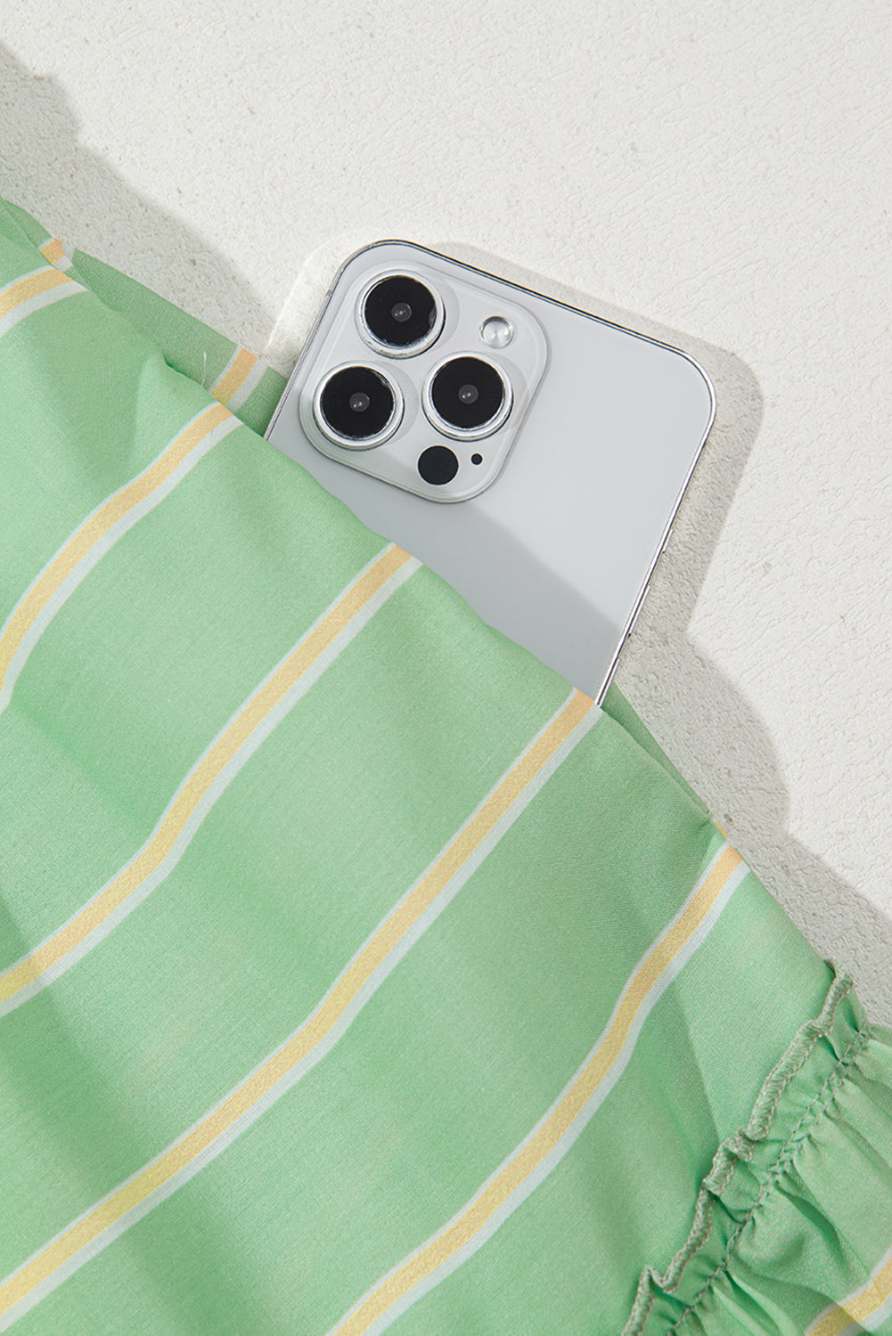 Stripe V-Neck Frilled Mini Dress