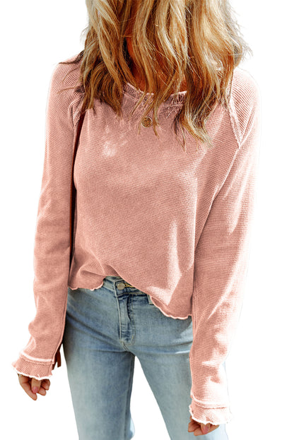 Waffle Raglan Long Sleeve Top