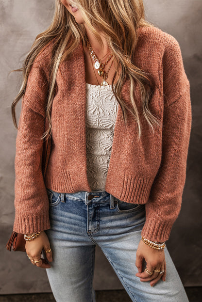 Drop Shoulder Open Front Cardigan