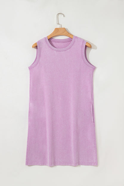 Mineral Wash Pocketed Tank Mini Dress