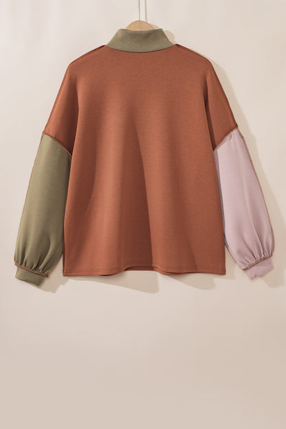 Plus Size Colorblock Reverse Seam Sweatshirt