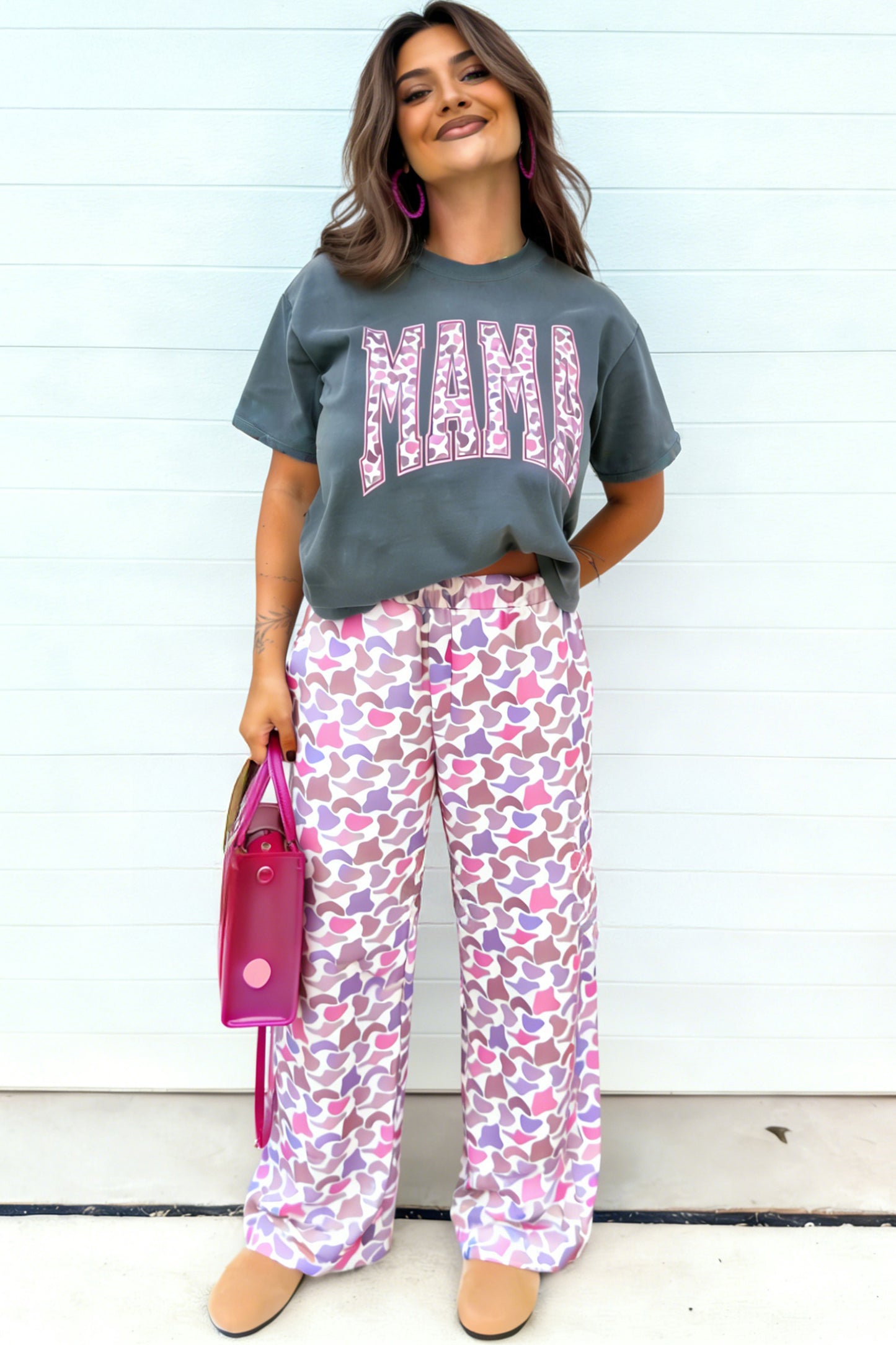 MAMA Camo Graphic Tee & Loose Pant Set