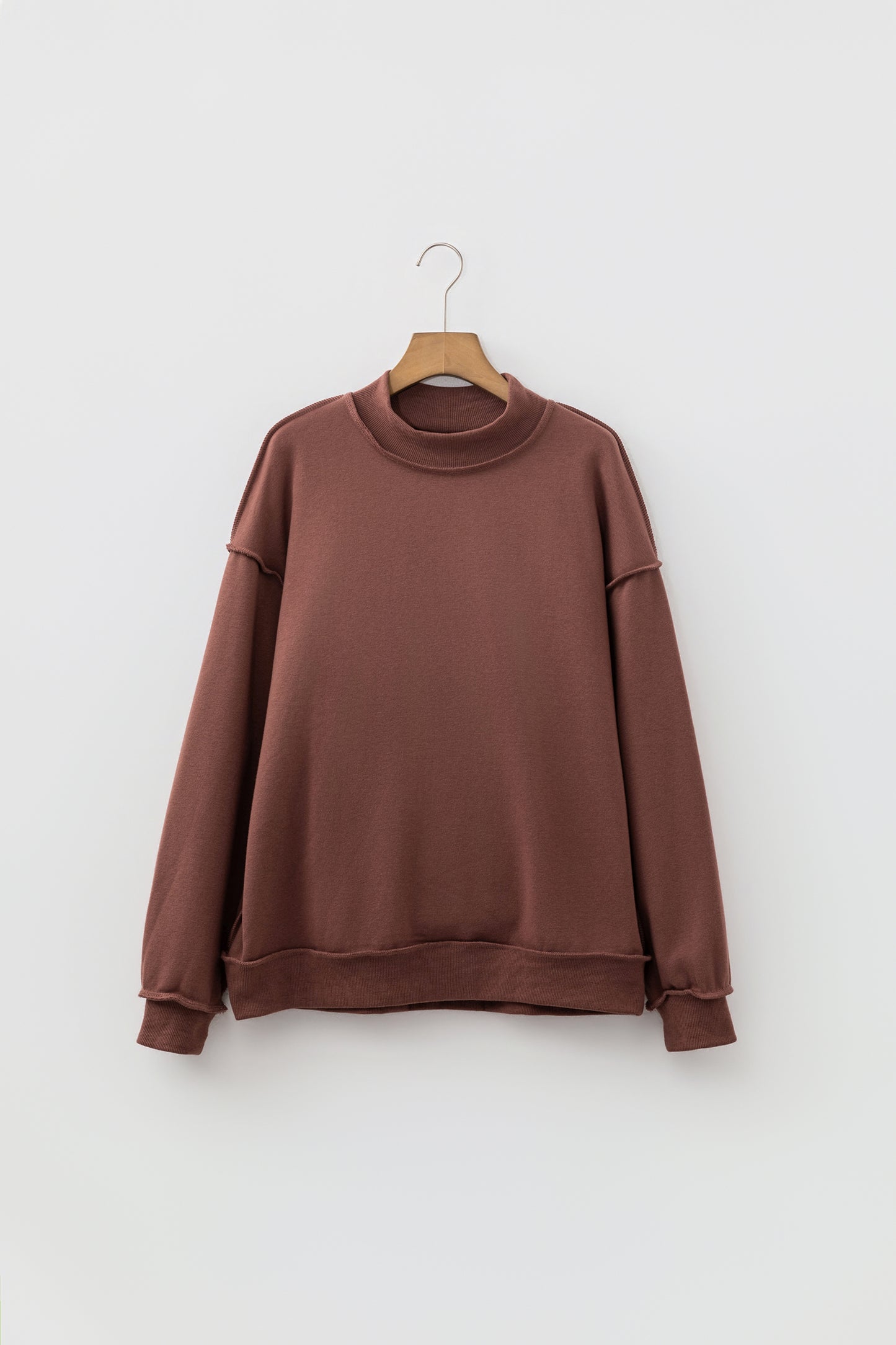 Solid Reversible Mock Neck Oversized Sweatshirt