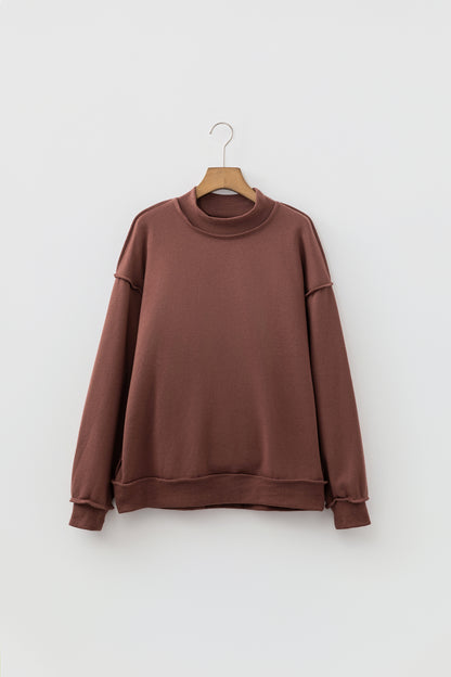 Solid Reversible Mock Neck Oversized Sweatshirt