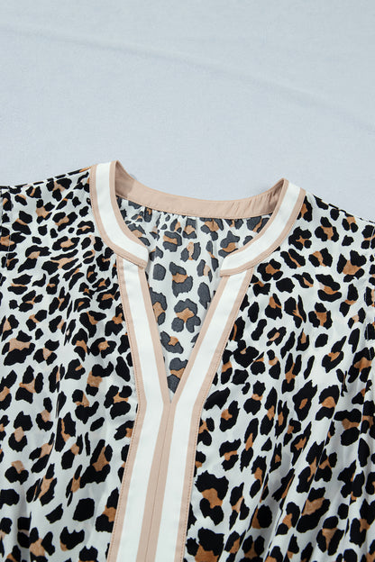 Leopard Colorblock Sleeveless Midi Dress