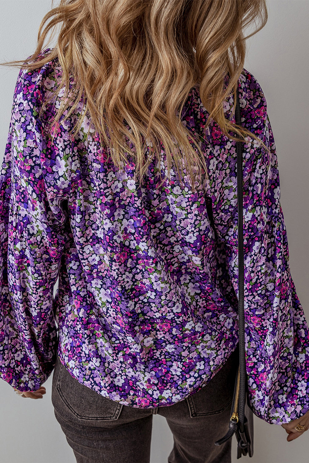 Floral Boho V-Neck Bubble Sleeve Blouse