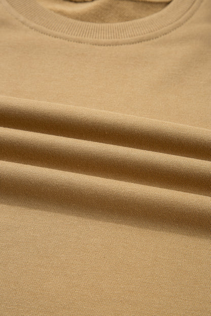 Floral Stripe Patchwork Ruffle Sleeve Crewneck Sweatshirt