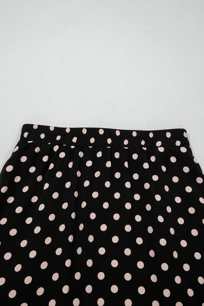 Polka Dot Sheer Lace Patchwork Asymmetric Skirt