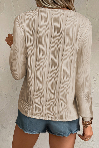 Texture Wavy Long Sleeve Top