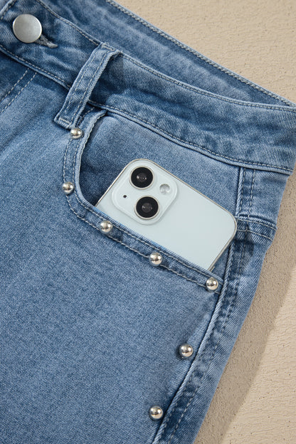 Solid Studded Side Seam Ankle Length Jeans