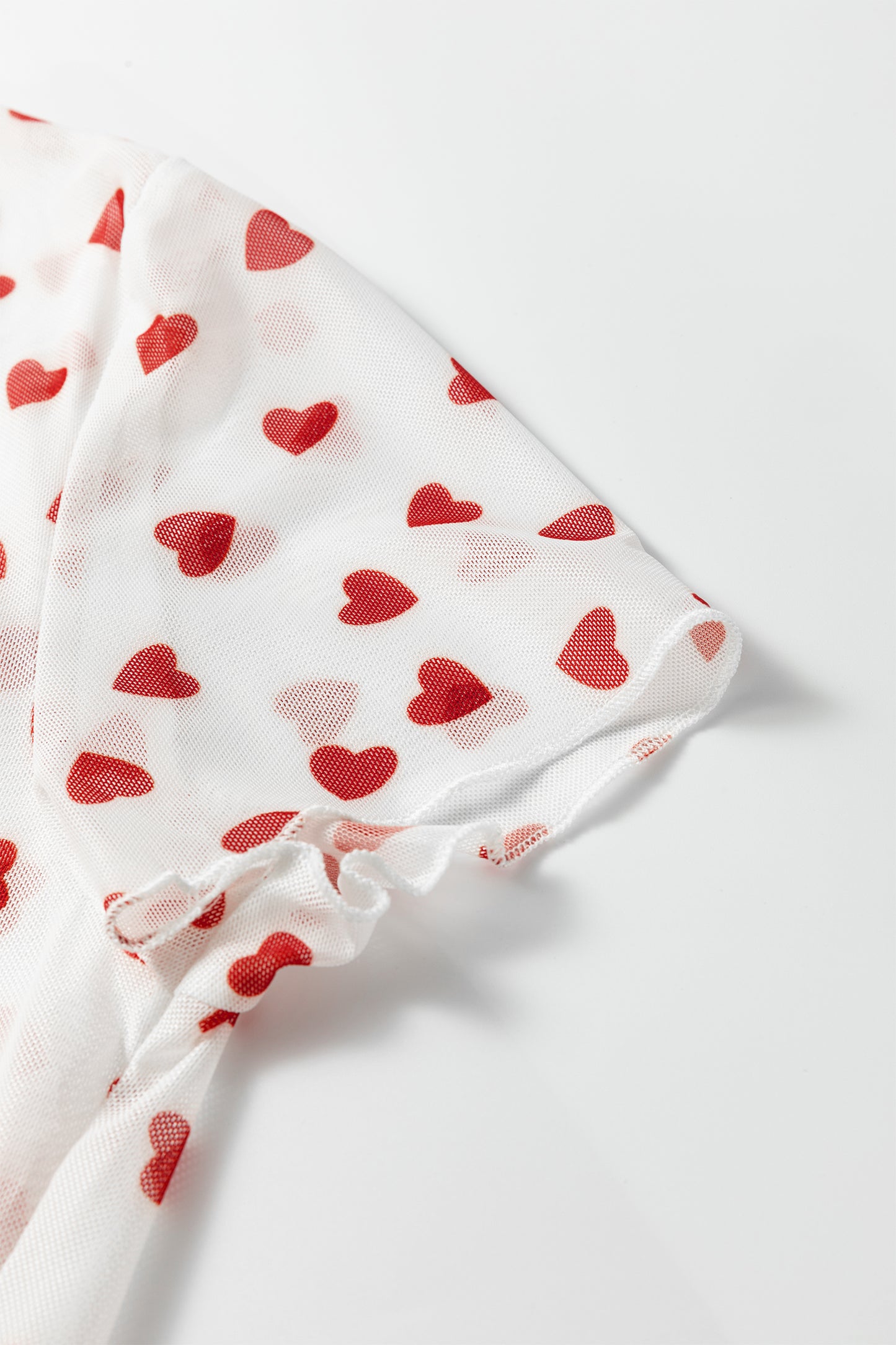 Valentine Heart Mesh Short Sleeve Top