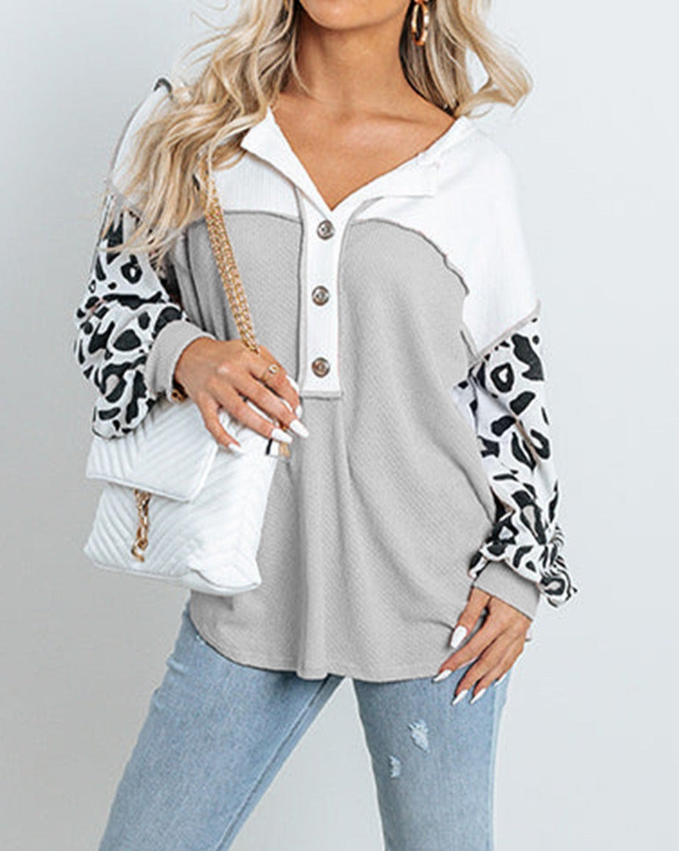 Leopard Colorblock Long Sleeve Top