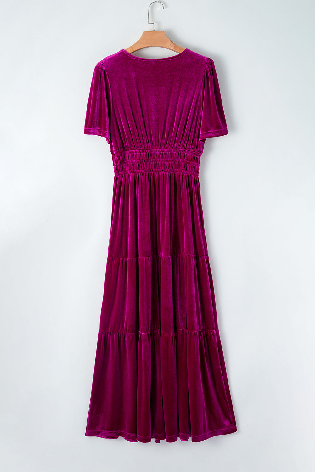 Velvet Shirred Waist Maxi Dress