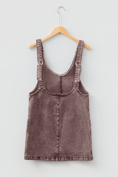 Vintage Washed Denim Suspender Mini Dress